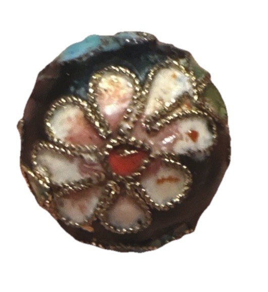 VTG Enamel Cloisonne Bead Lot Of 4 20mm & 10mm Approx. Floral Colorful Beads SEE