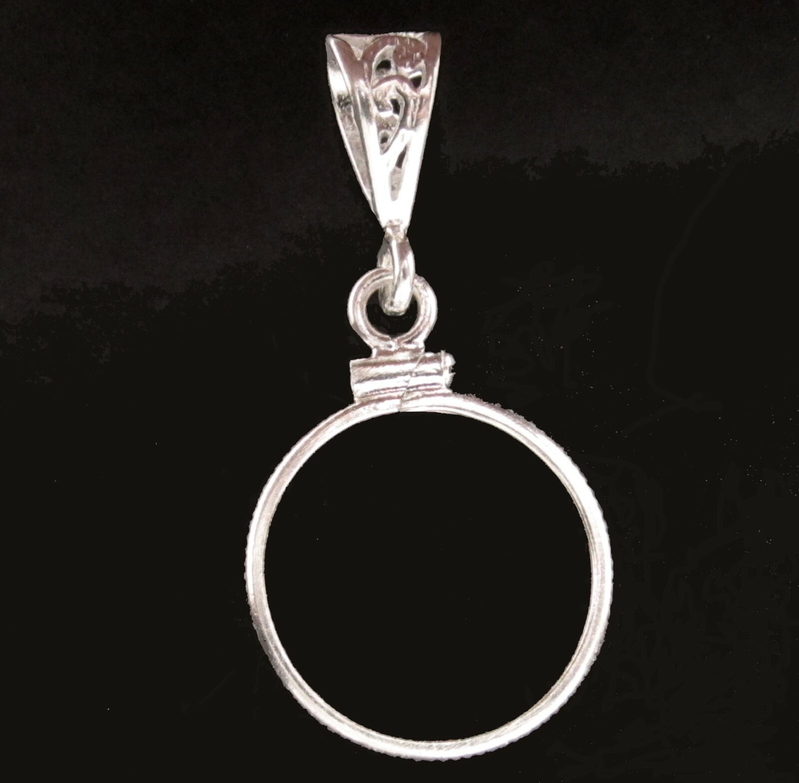 Coin Bezel U.S. Dime Reeded Edge Sterling Silver Small Fancy Filigree Bail New