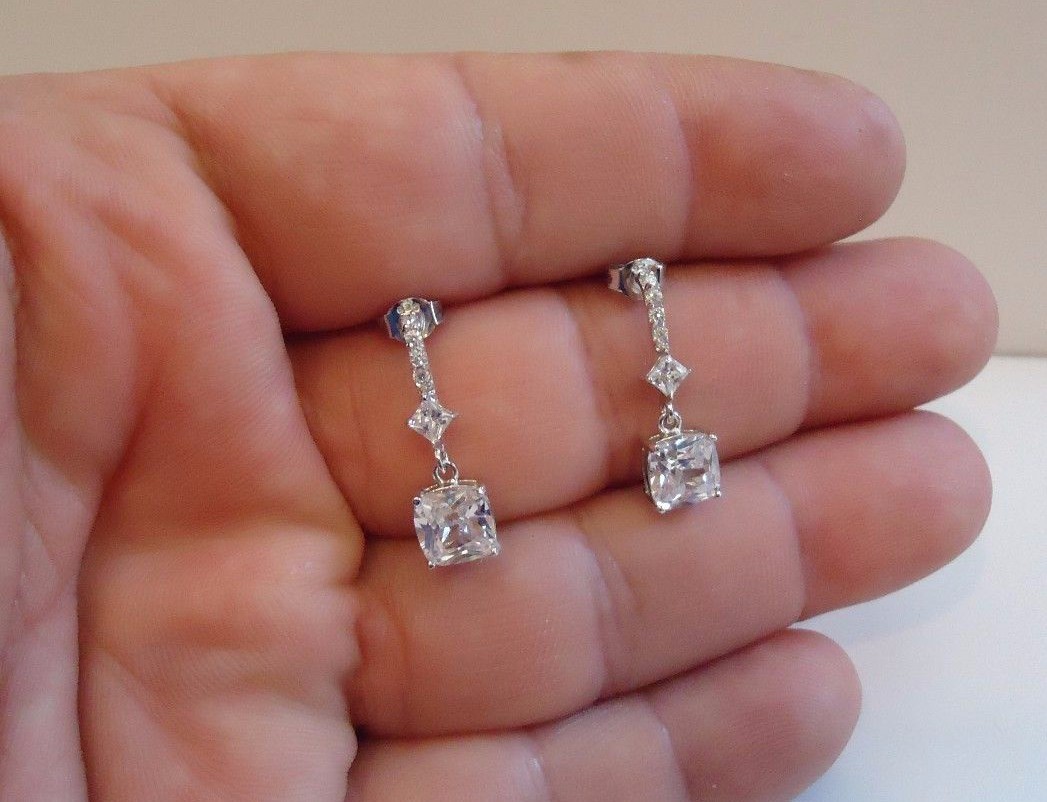 925 STERLING SILVER EARRINGS DANGLING POST STUD / DIMENSION 22MM BY 7MM