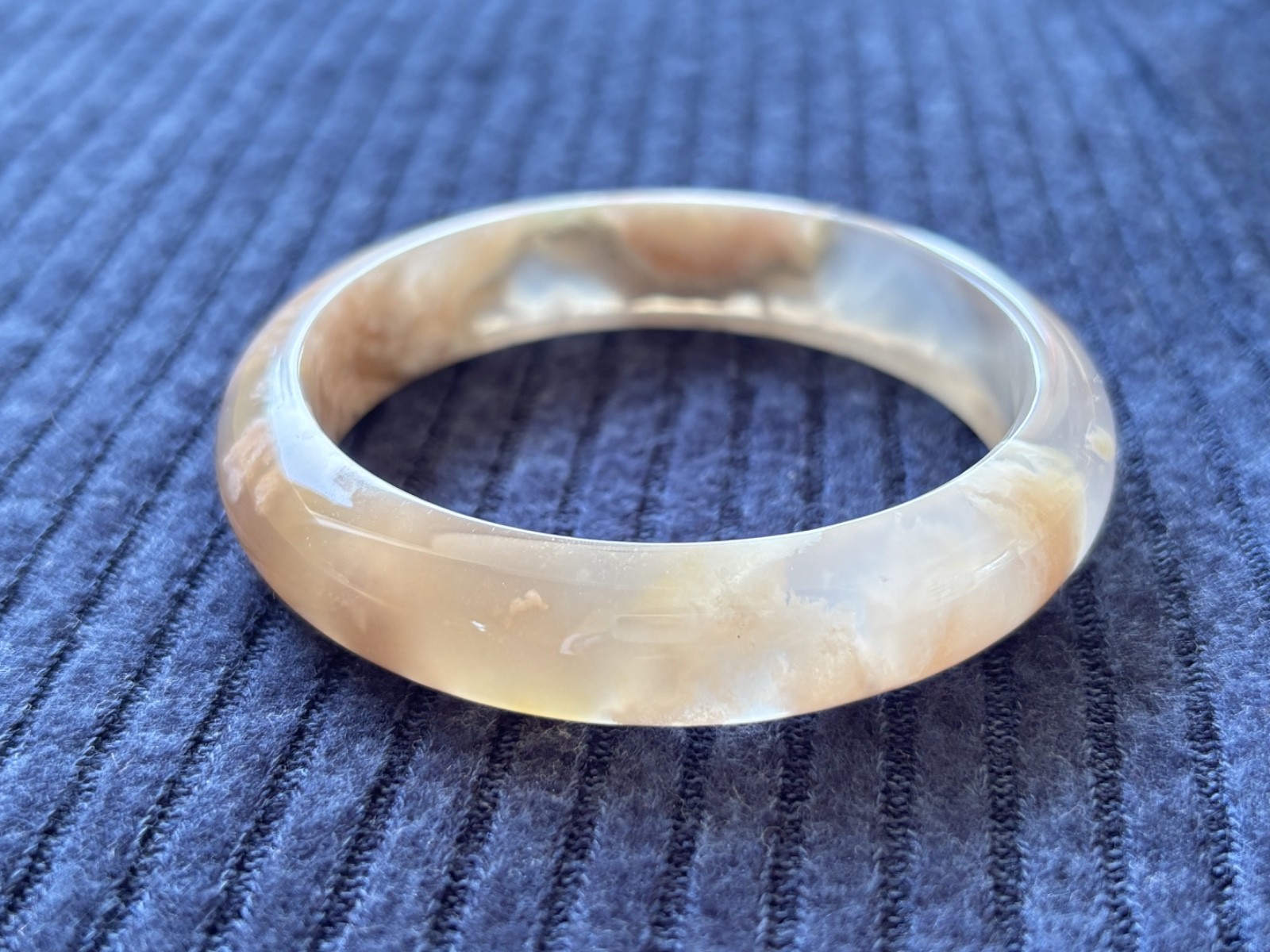 59mm Natural Cherry Blossom Agate Bangle Sakura Flower Quartz