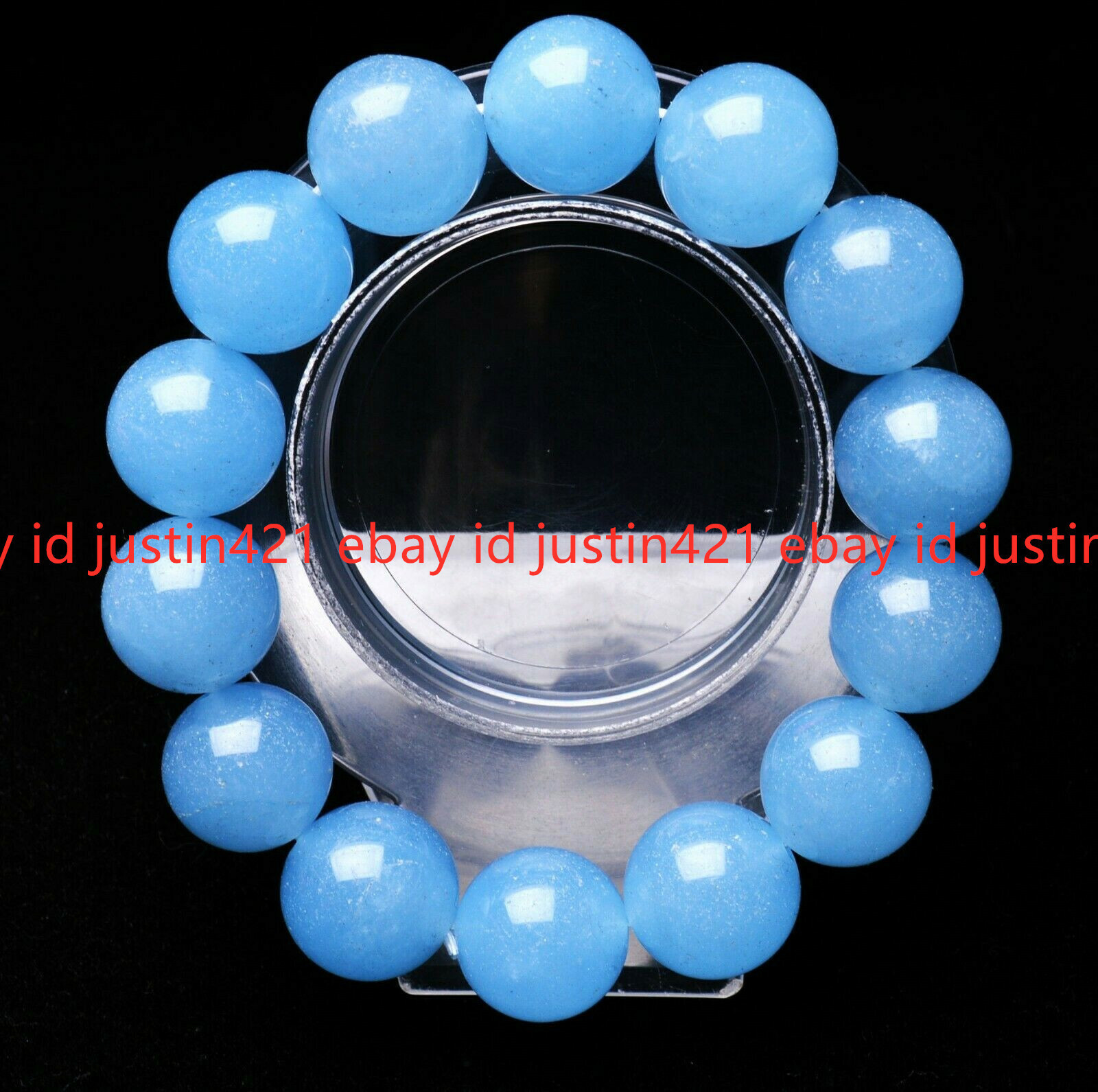 14mm Natural Blue Aquamarine Crystal Rough Bracelet Beads Healing 7.5 inch