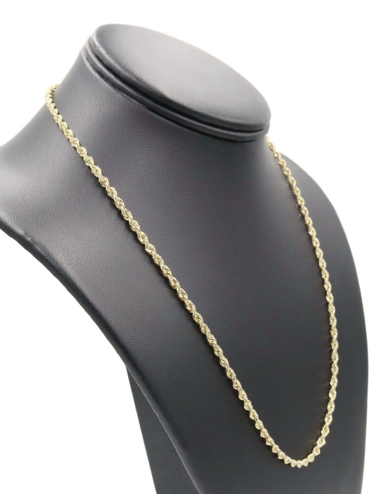High Shine 10KT Yellow Gold 2.9mm Wide Solid Rope Chain 20″ Necklace – 11.09g