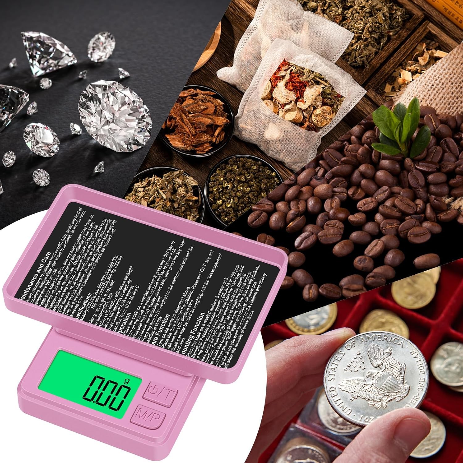 Diyife 1000g Digital Pocket Gram Scale 0.01g Accuracy, Mini Jewelry Scale with P