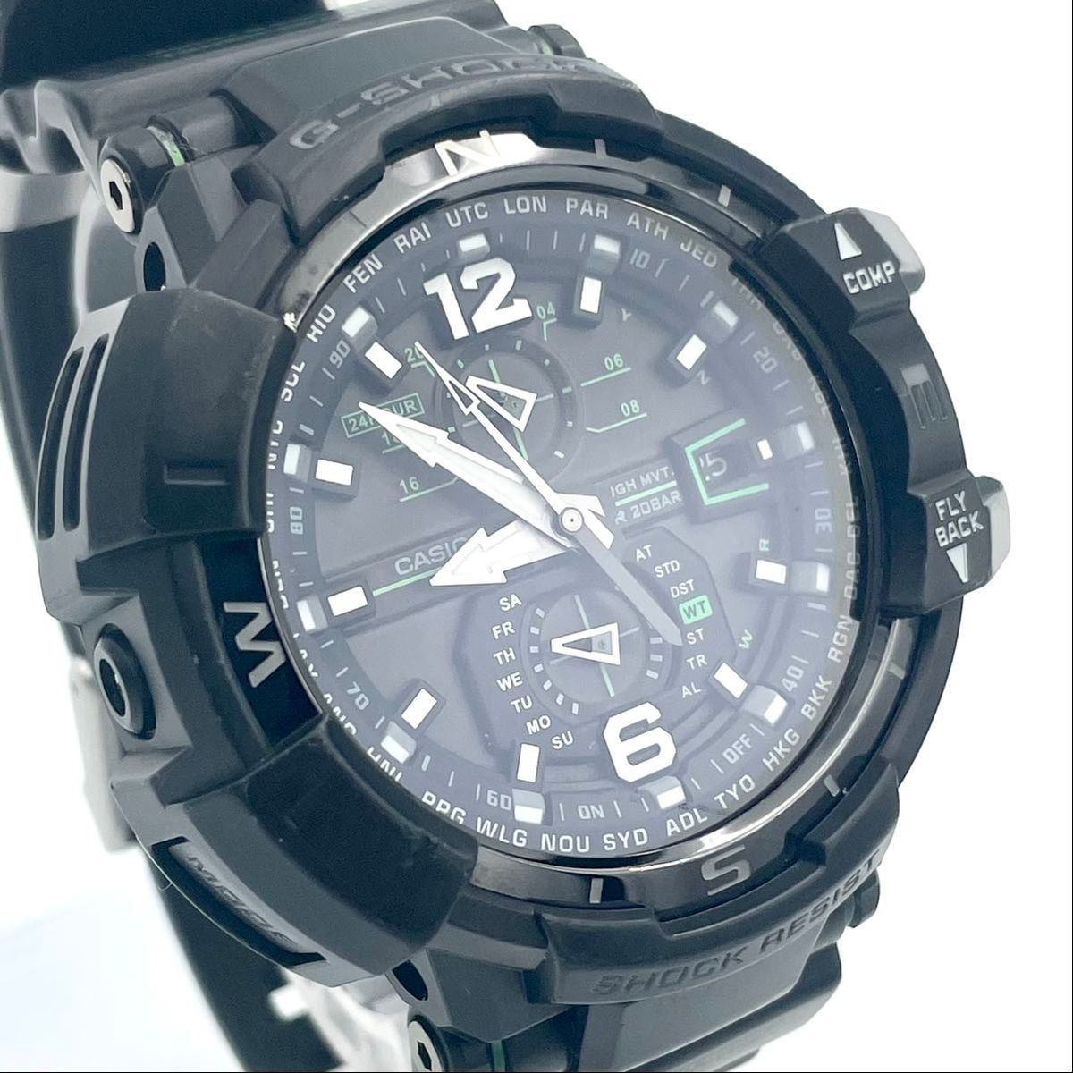 CASIO G SHOCK Watch Sky Cockpit Gravity Master Green GW A1100 1A3JF Working
