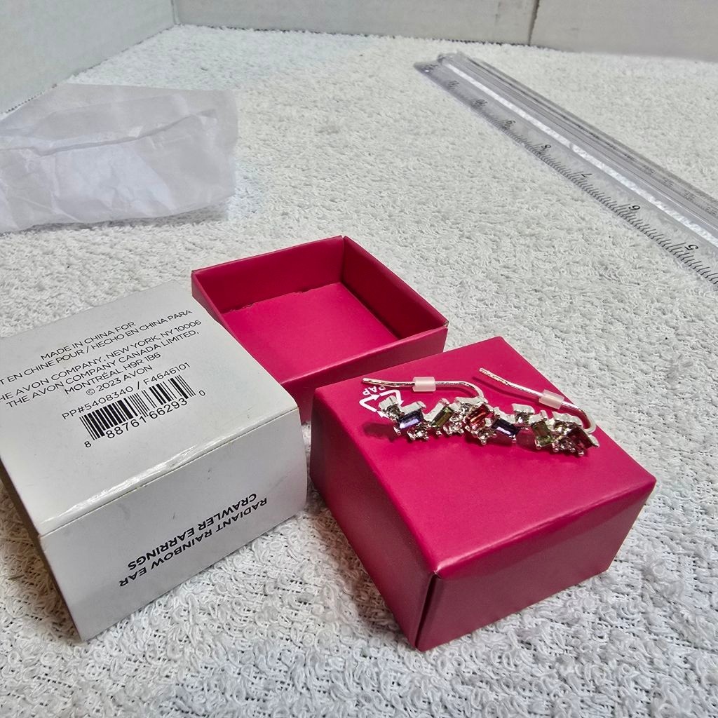 Women’s Avon Radiant Rainbow Ear Crawler Earrings One Size Silver Multicolor