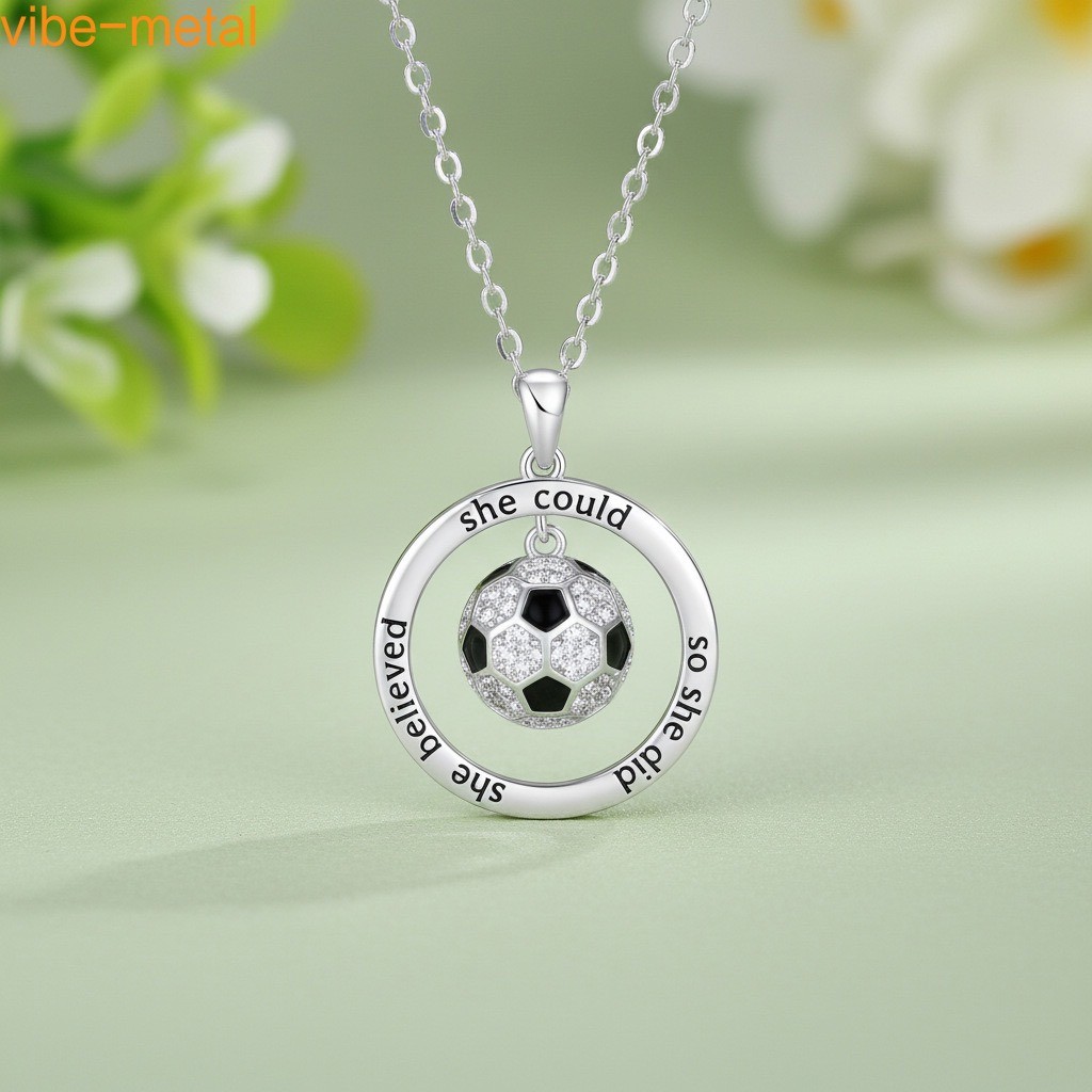 Alloy‑Plated Soccer Ball Pendant Cross Necklace Women Gift for Football Fans