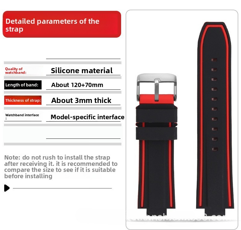 For Oris 7730 7740 AQUIS Convex Silicone Watch Straps Men’s Diving Band 24x12mm
