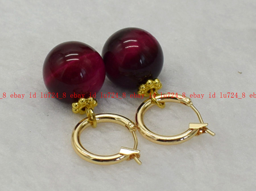 Stunning 14mm Multicolor Tiger’s Eye Round Gemstone Beads Leveback Earrings