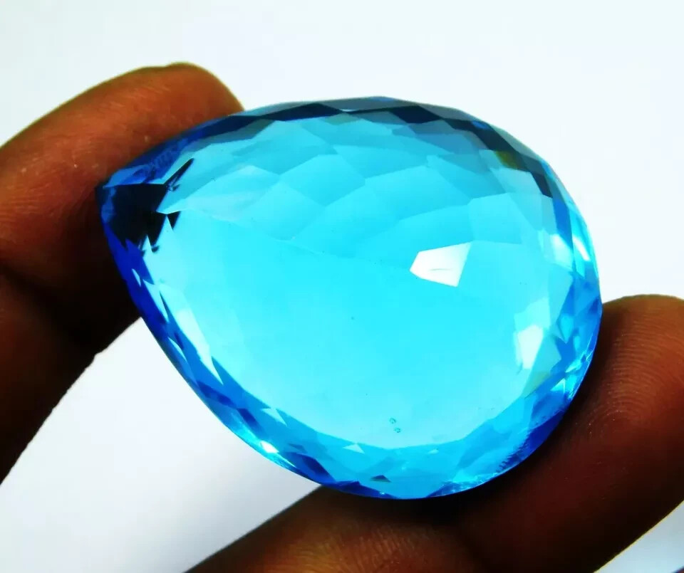 Pear Cut Topaz Sky Blue Aquamarine Certified 105-107 Ct Natural Loose Gemstone