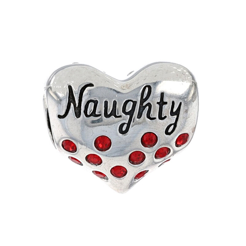 NEW Chamilia Bead Charm – Sterling Silver Naughty & Nice Heart 2025-1013 Crystal
