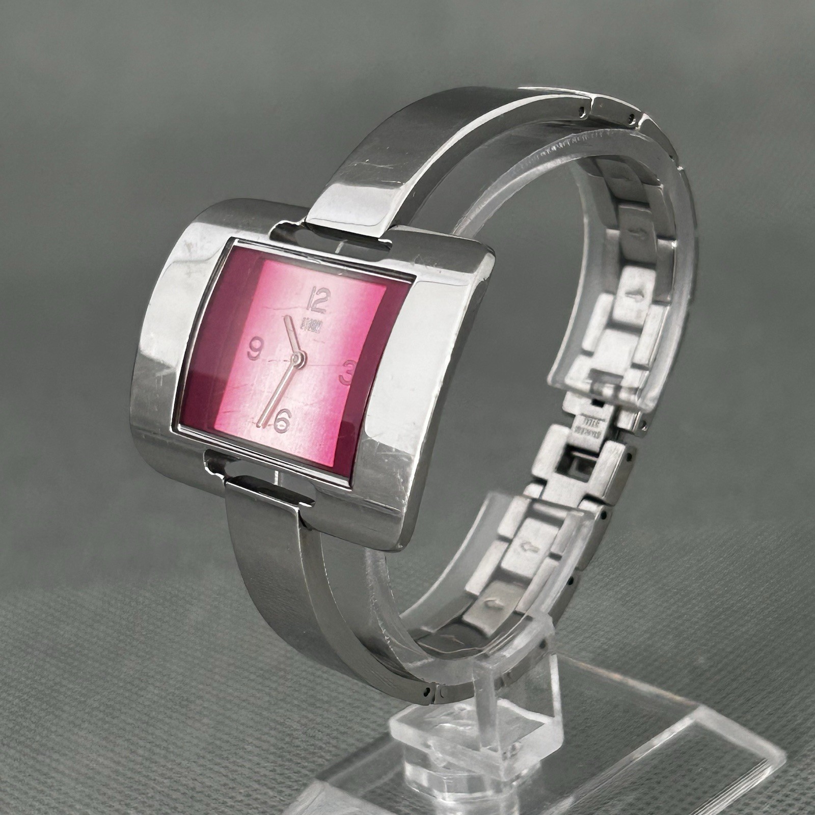 Storm Womens Watch Viola Silver S.Steel Pink Dial Rectangle Ladies New Battery