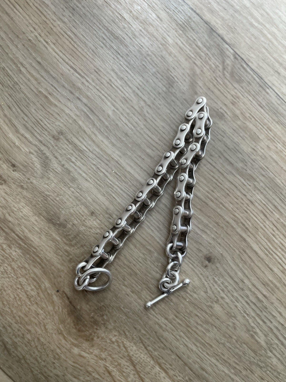 Sterling Silver Bracelet Bike Chain Modernist T Bar Heavy Statement (50g)