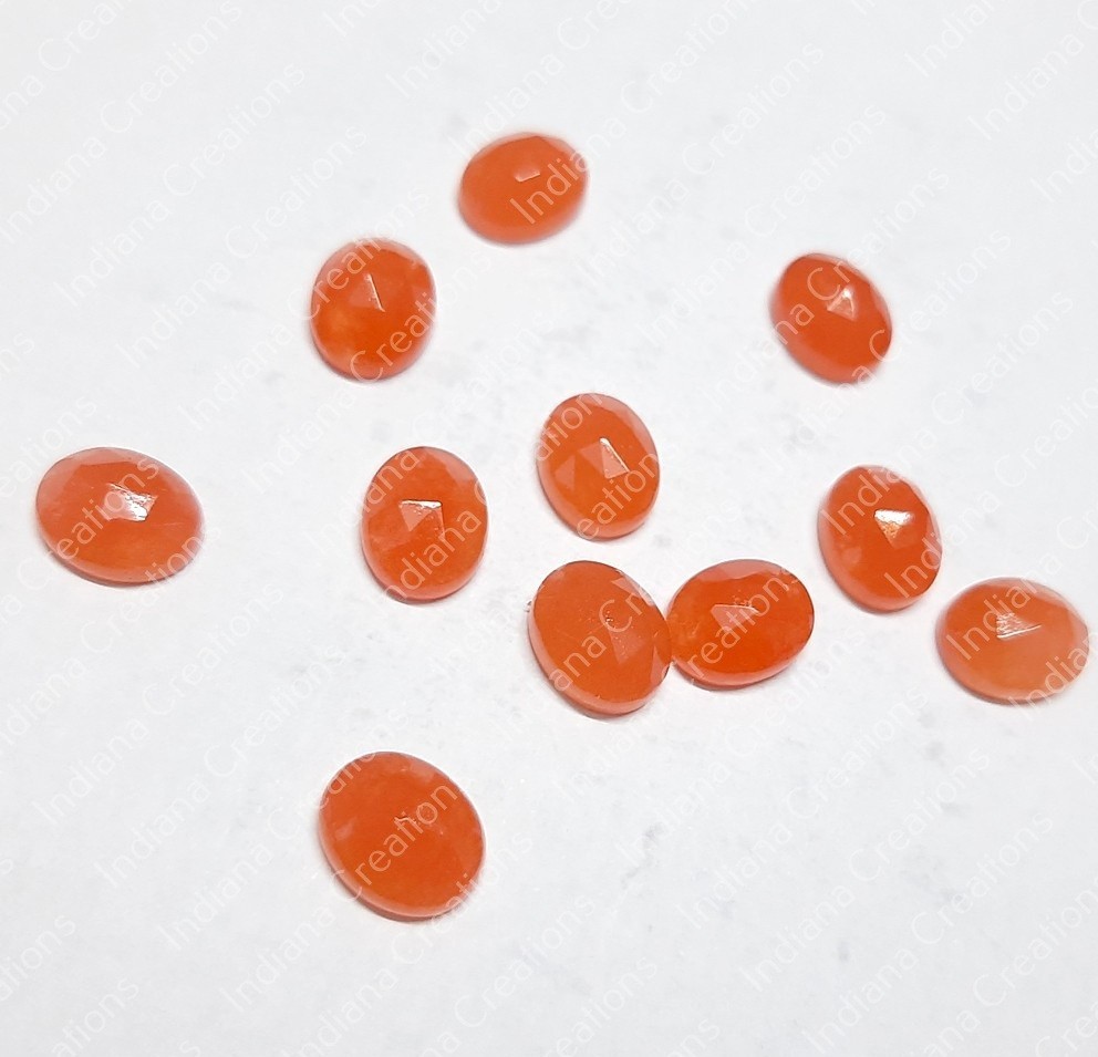 Natural Orange Jade Oval Rose Cut 6x8mm To 20x25mm Loose Gemstone