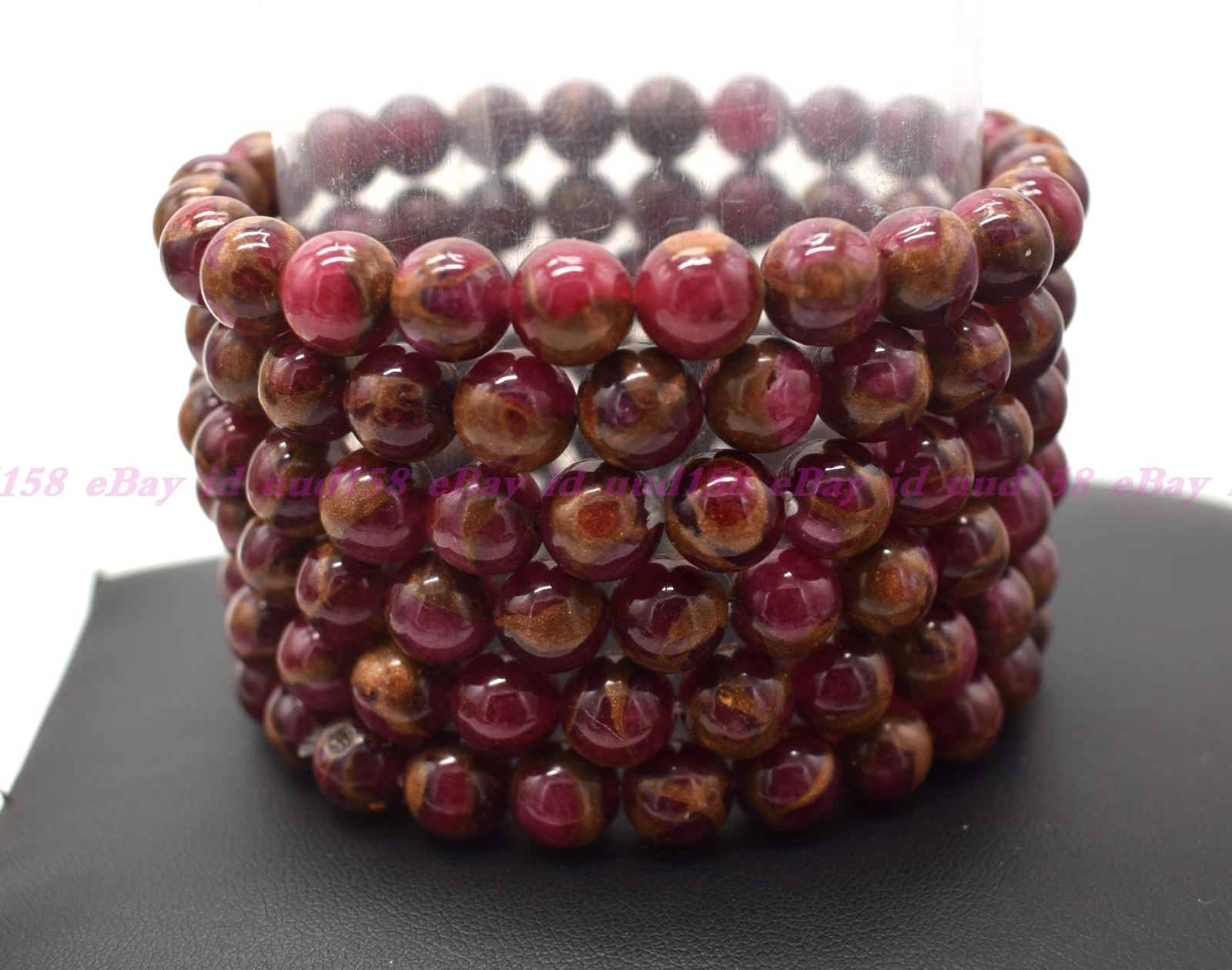 Wholesale Lot 6 Pcs Natural Red Gems In Quartz With Pyrite 7.5” Stretch Bracelet