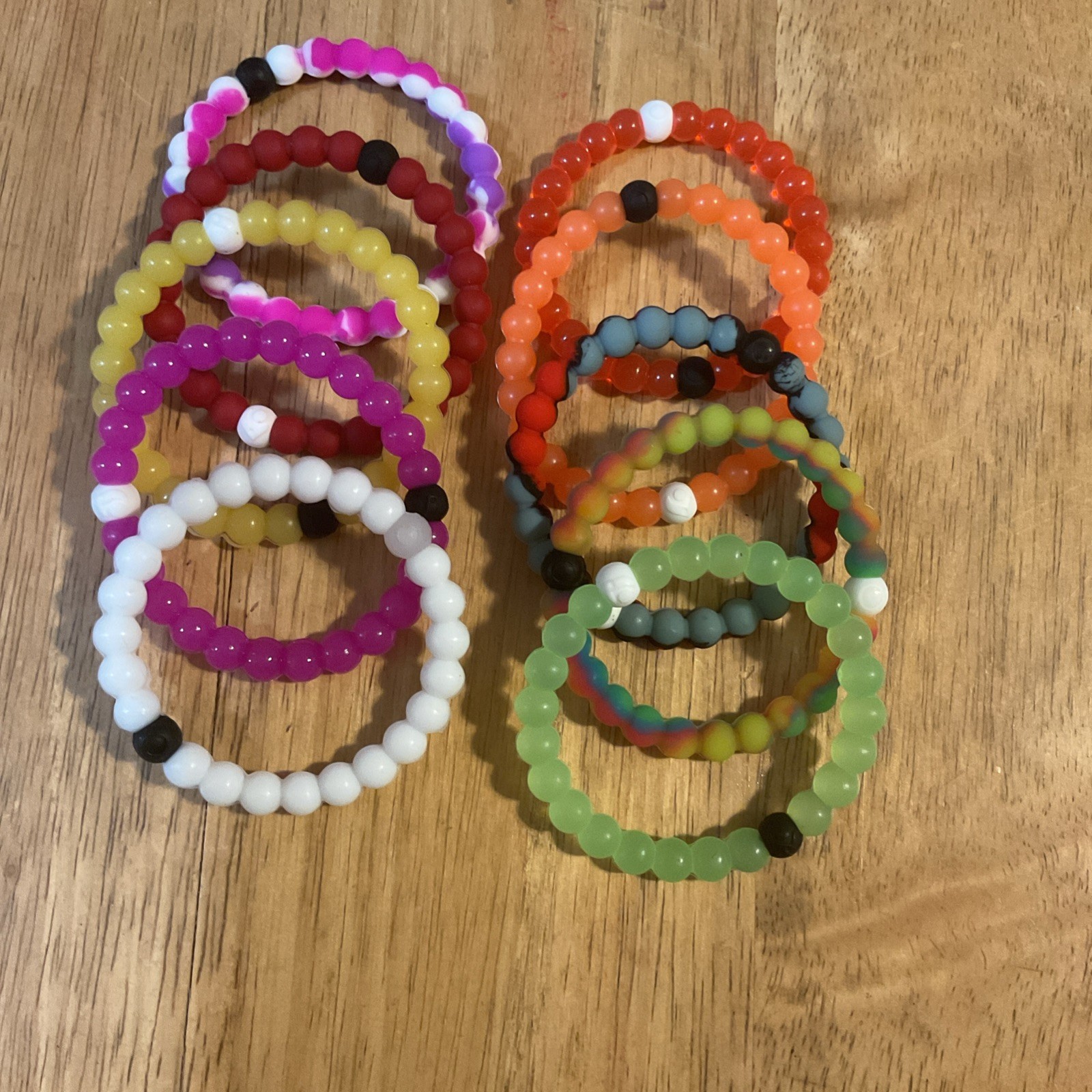 Lot of 10 Medium Lokai Bracelets Wristbands Multicolored Bright Colorful
