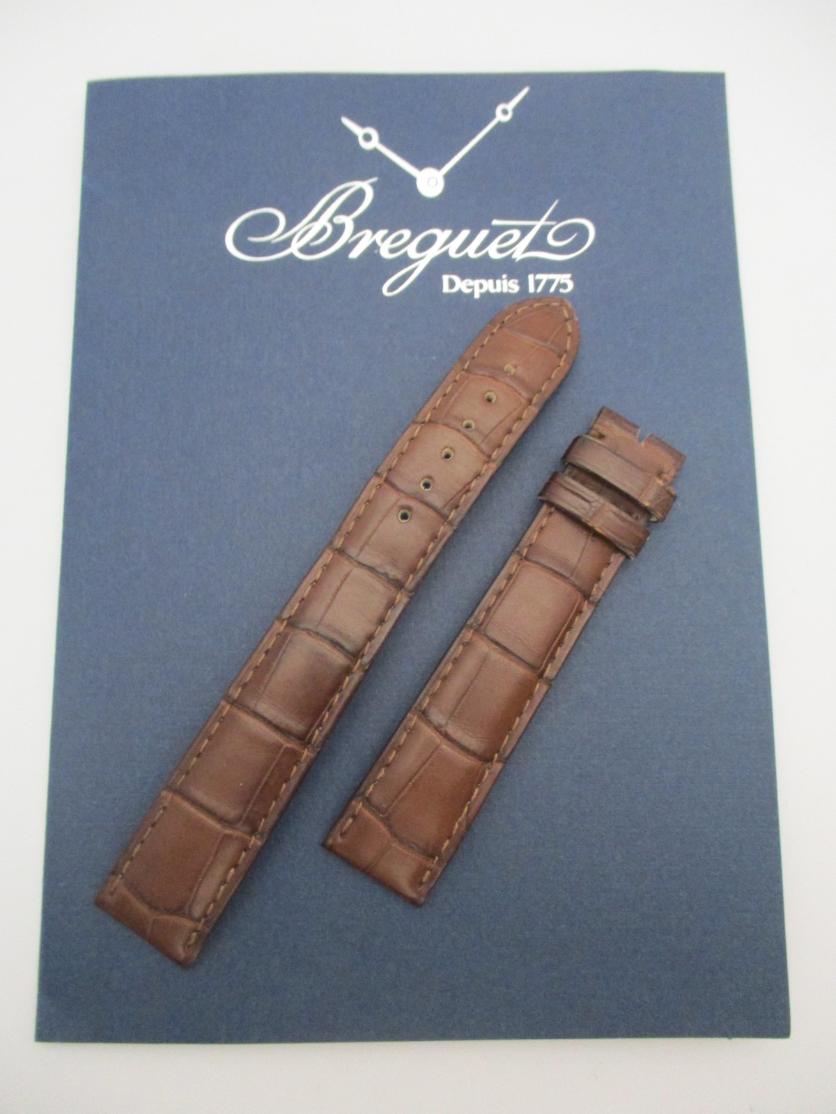 Breguet Reptilian Leather 18mm x 16mm Brown Watch Strap Bands Pair 125mm + 85mm