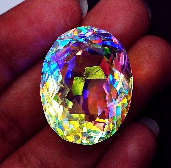 Mystic Quartz Rainbow 48.45 Ct Certified Loose Gemstone With Free Gift