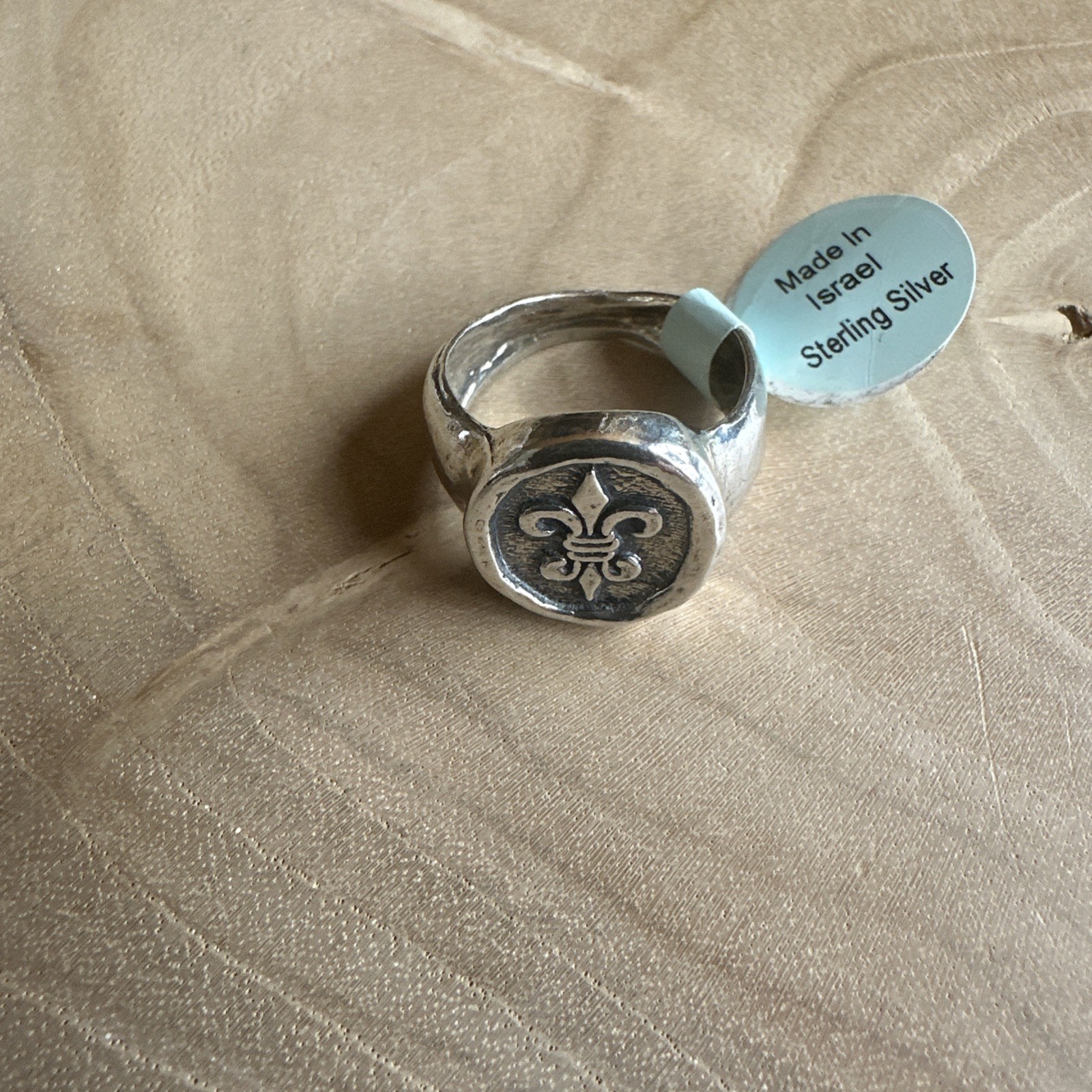 Fleur De Lis 925 Sterling Silver Signet Ring Stamped Size 7