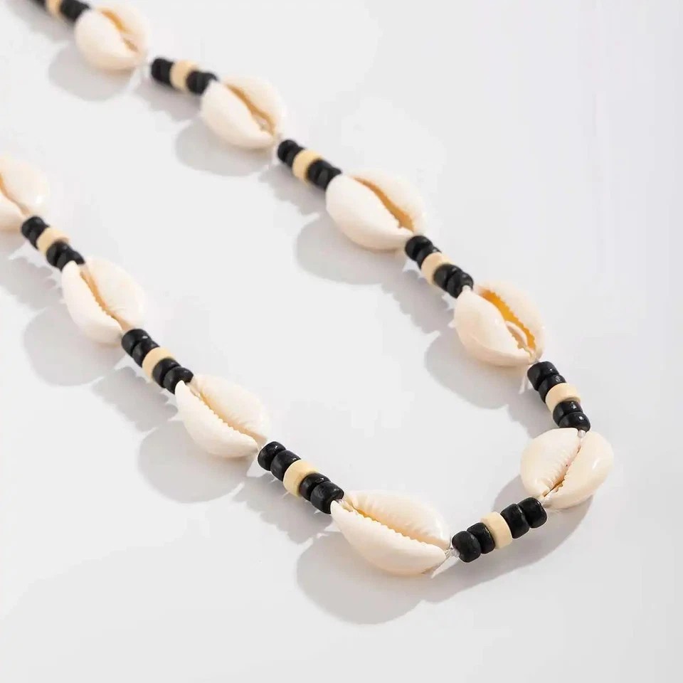 Boho Shell Choker Necklace Mens Surfer Beach Necklace Coastal Hawaiian Jewelry