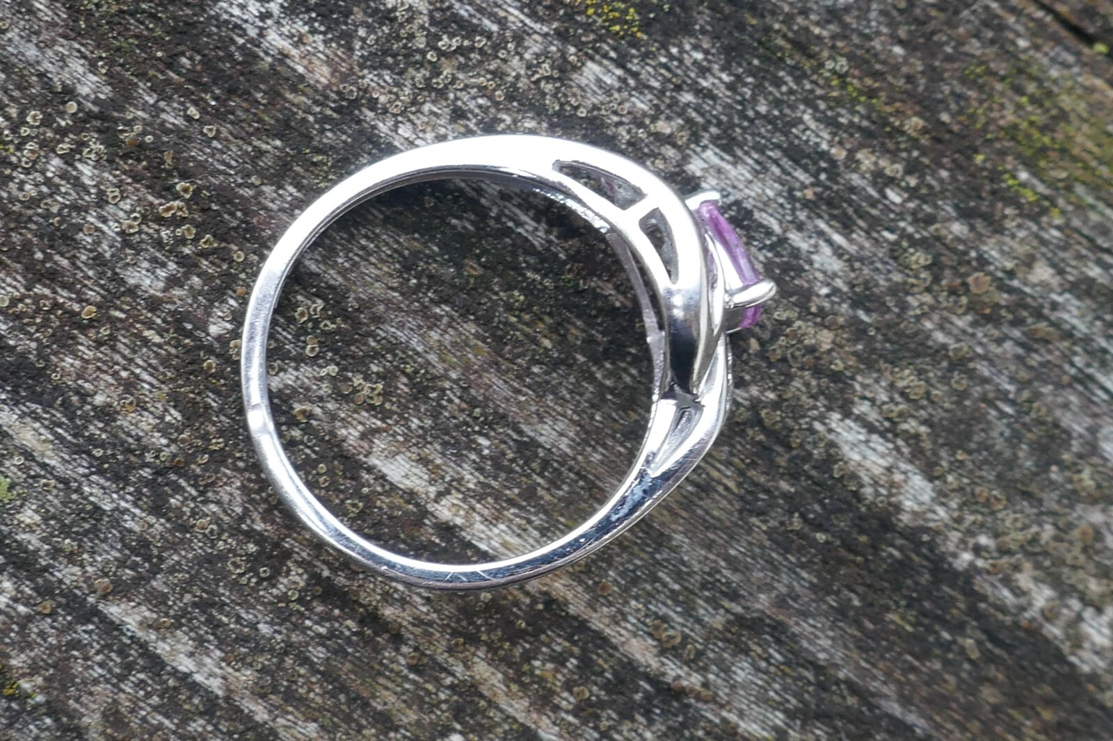 Vintage 10k White Gold Pink Sapphire & Diamond Accent Ring – Size 6.75