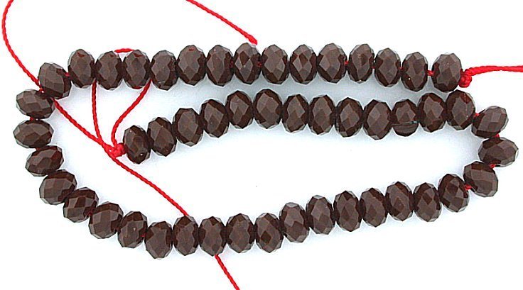 ONE 6×4 6mm x 4mm Faceted Burgundy Red Glass Bead 8 Inch Strand GBS107
