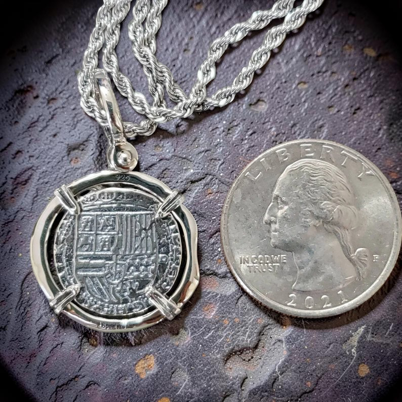 Atocha Silver Coin Pendant Sterling Silver w Chain Shipwreck Treasure With COA