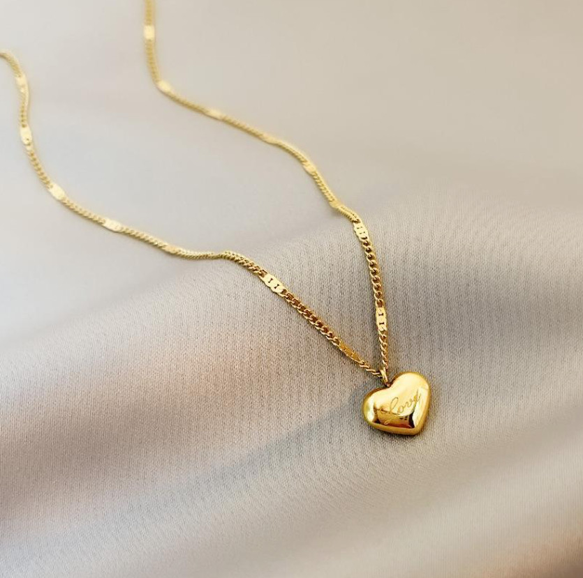 18K Gold Stainless Steel Love Floating Heart Pendant Chain Necklace Love Gift