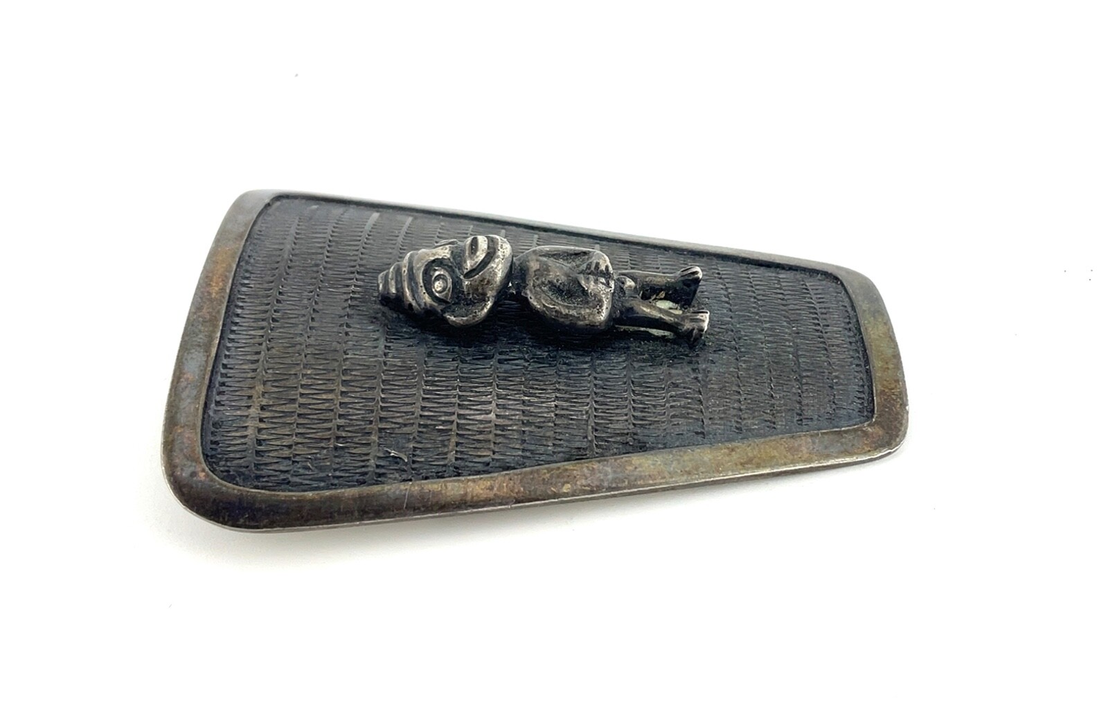 Vintage Peru MML Signed Sterling Silver Indigenous Man Pendant / Brooch Pin 2.4”