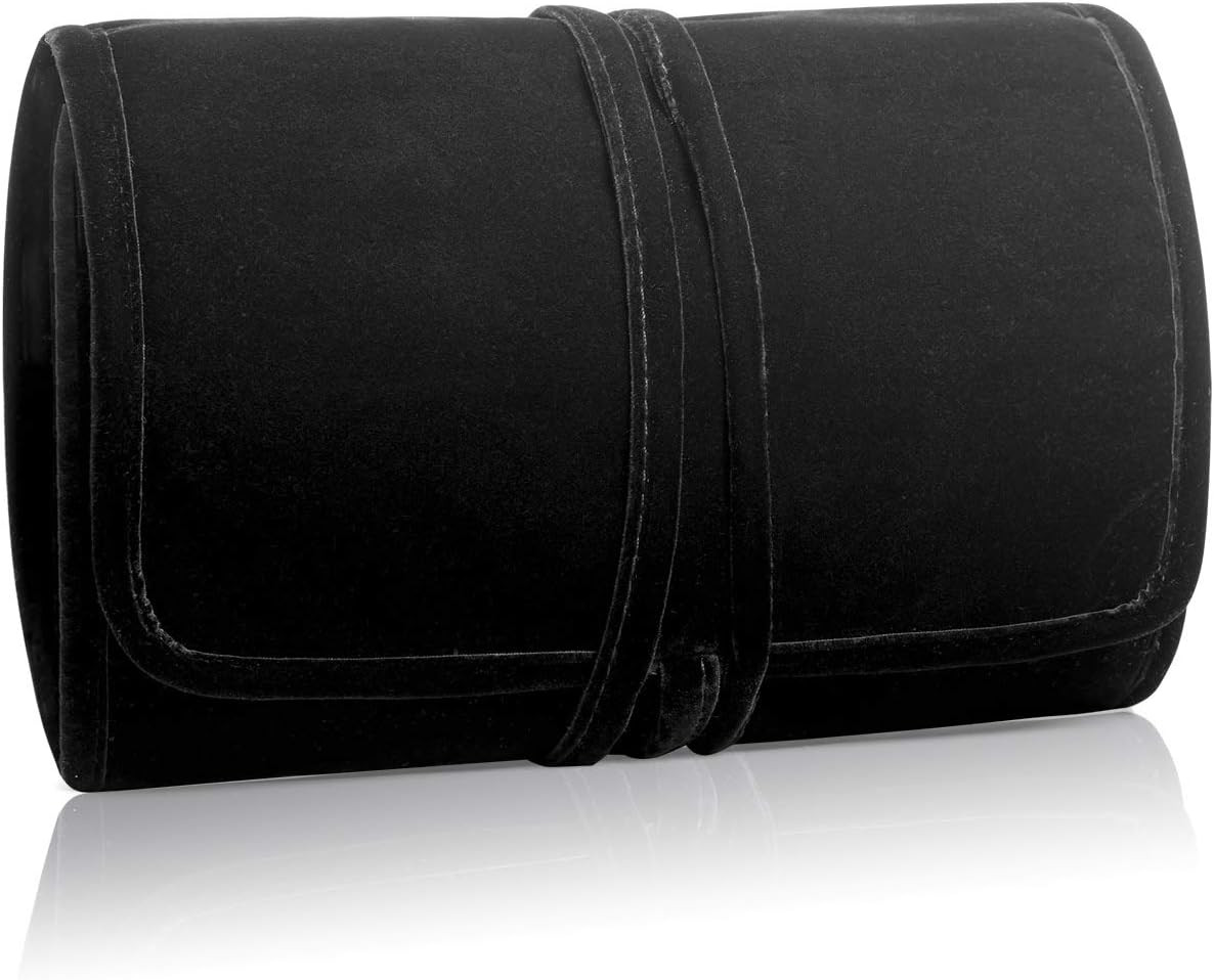Velvet Travel Jewelry Roll, Jewelry Storage Bag Organizer for Necklaces