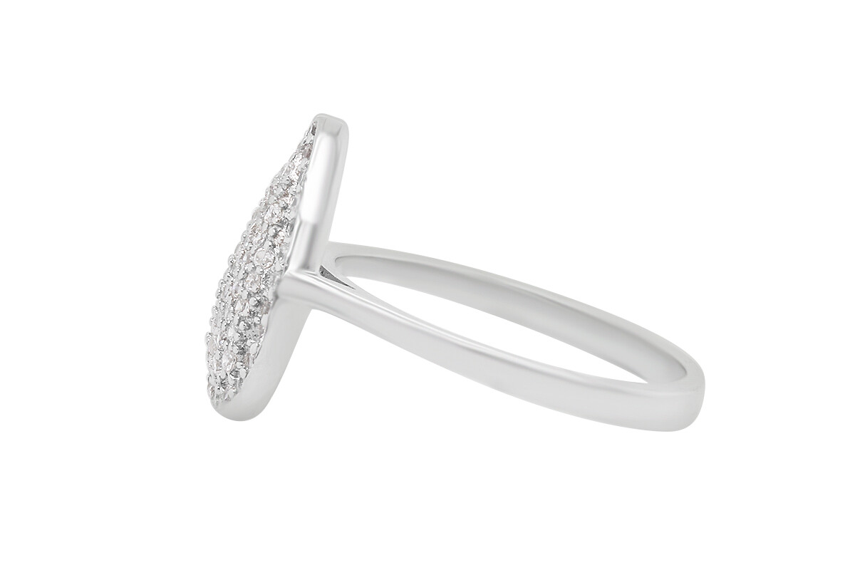 Round Cubic Zirconia Teardrop Ring 14K White Gold Plated Sterlg Silver Size 8