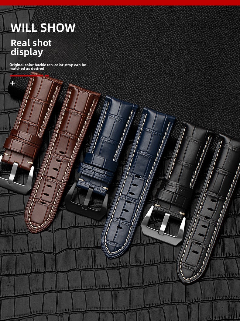 Premium Vintage Rugged Calf Genuine Leather Watch Strap 22 24 26mm for Panerai
