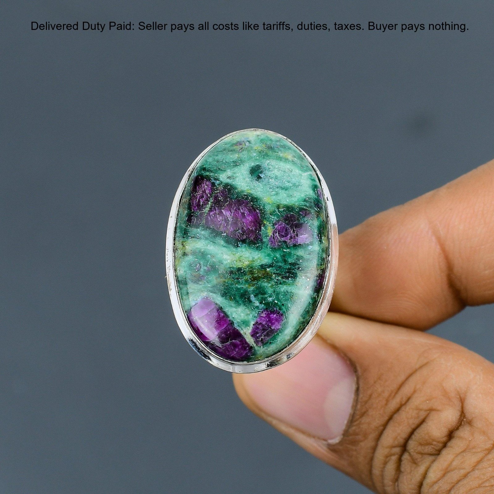 Valentines Deal Natural Ruby Fuchsite 925 Sterling Silver Promise Ring Jewelry