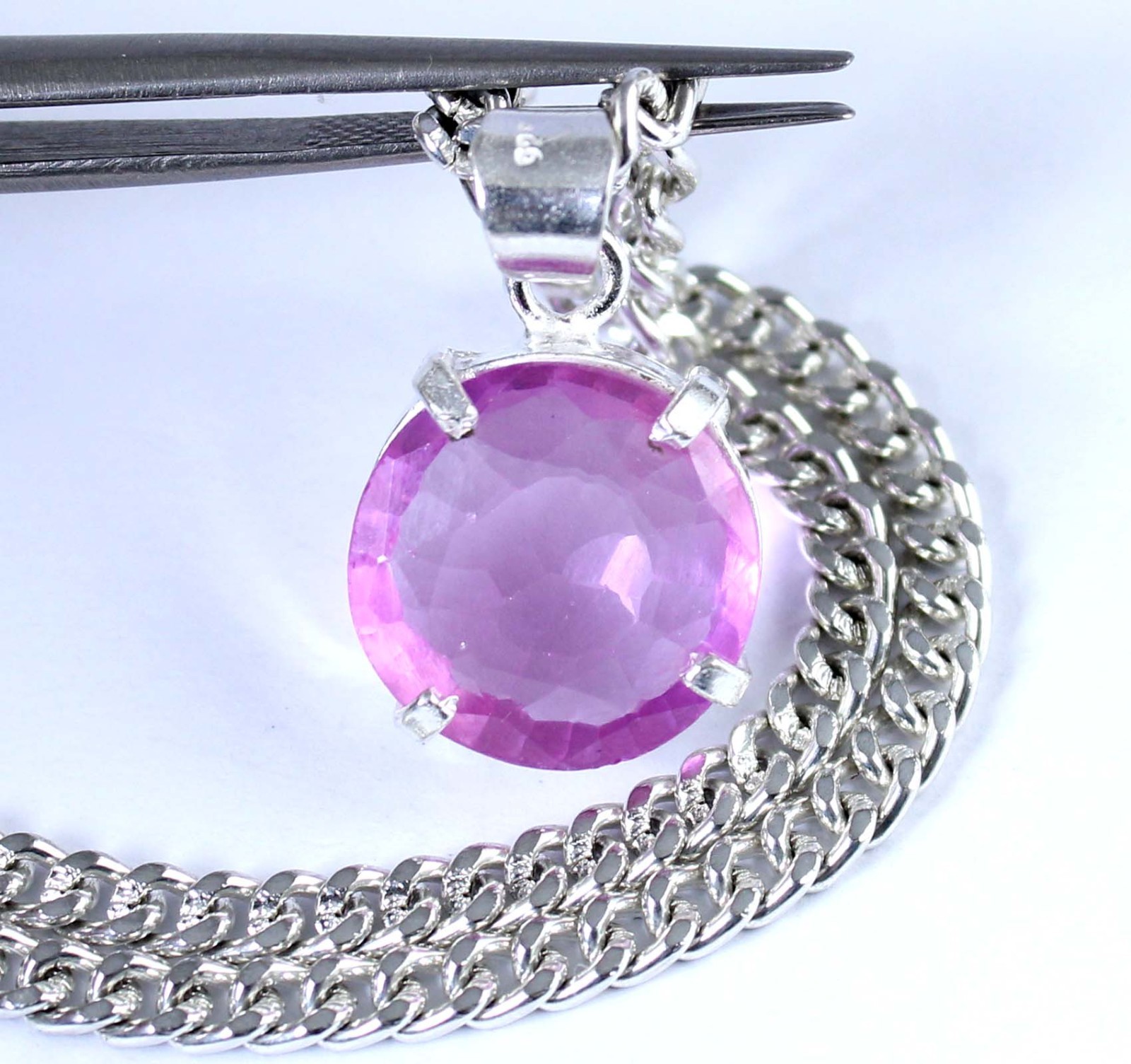 11.70 Ct Natural Round Pink Kunzite Gemstone Certified Men’s Pendant See Video