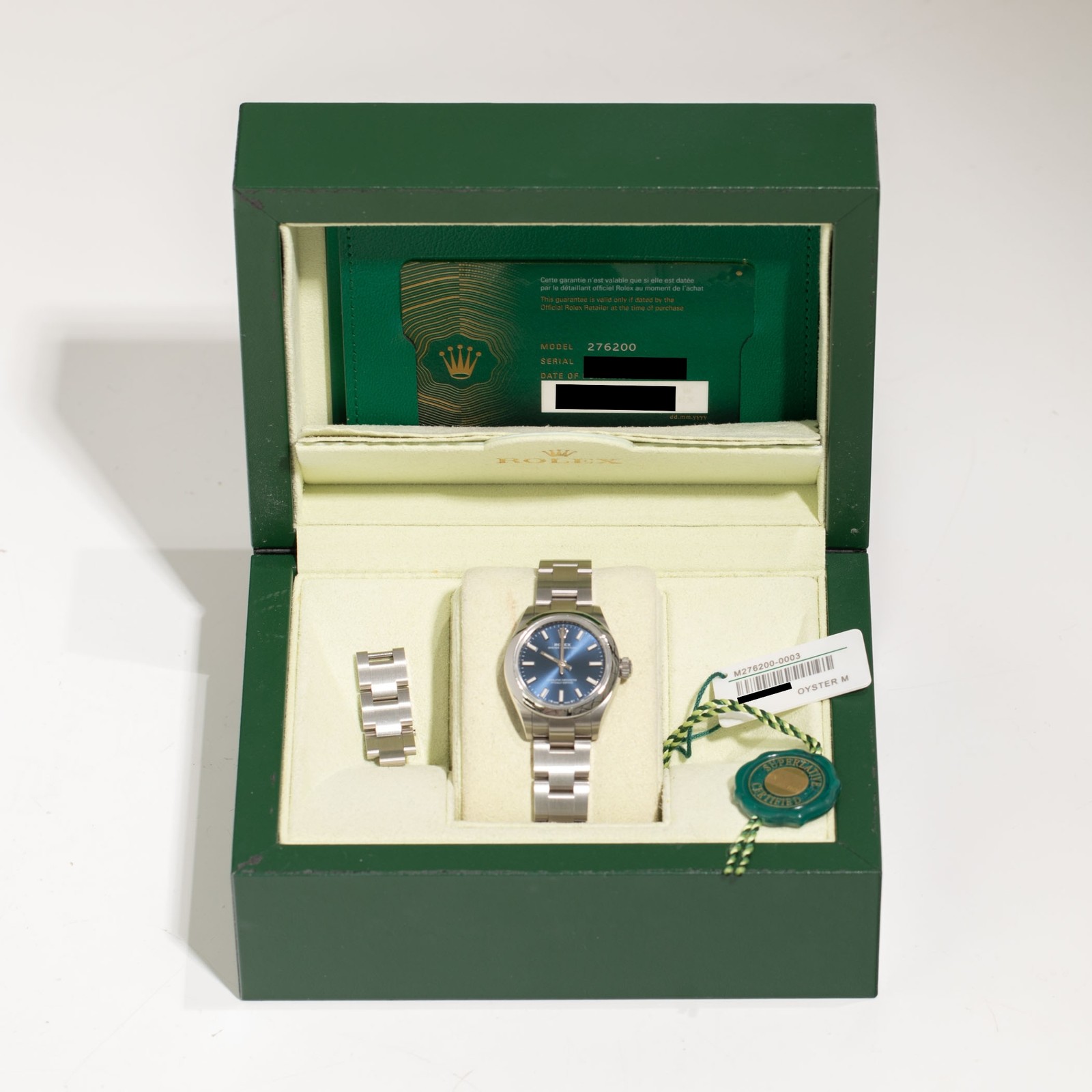 Rolex Oyster Perpetual 276200 28mm Blue Dial Watch Full Set, BOX & PAPER