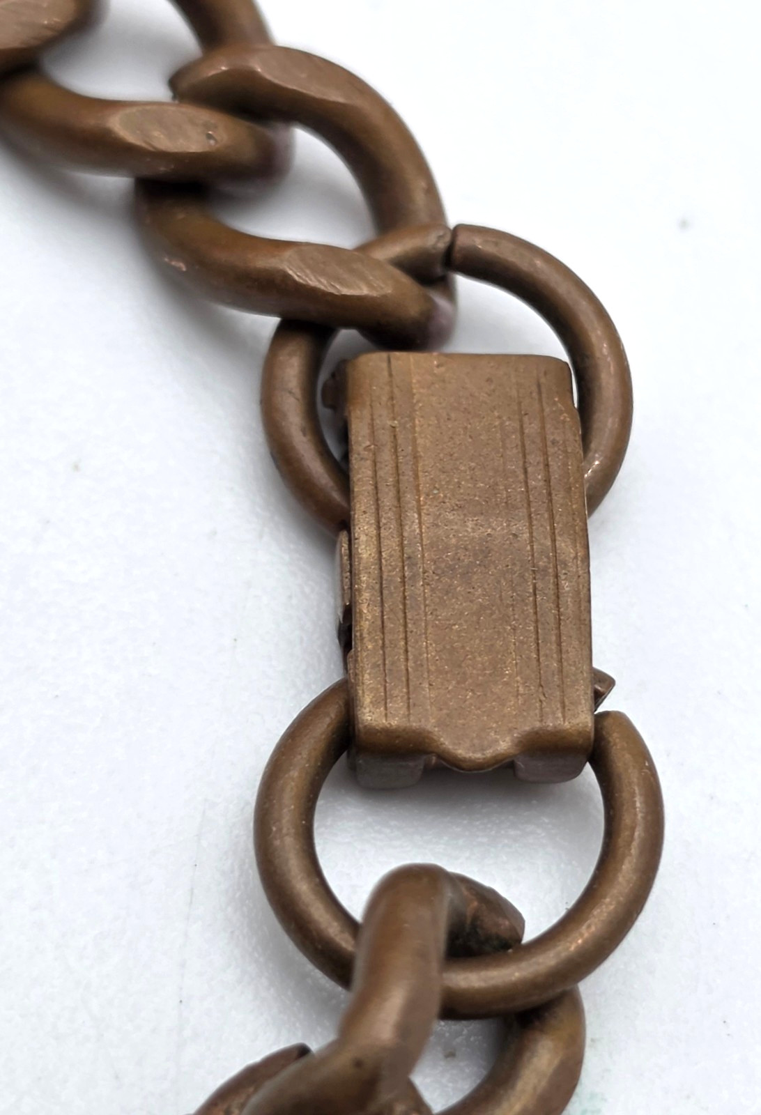 Vintage Solid Copper Heavy Rolo Cable Link Bracelet 6.25 In Fold Over Clasp 8.2m