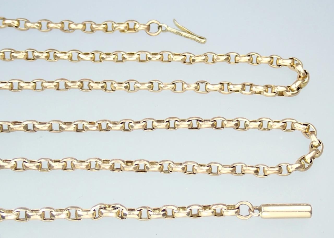 Lovely Antique Victorian 21” Solid 9K Rose Gold 2.5mm Belcher Chain Necklace