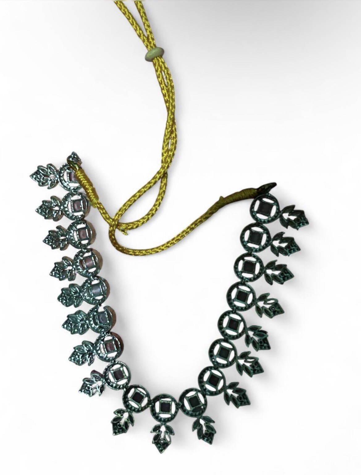 Silver necklace with crystal embellishments and matching earring