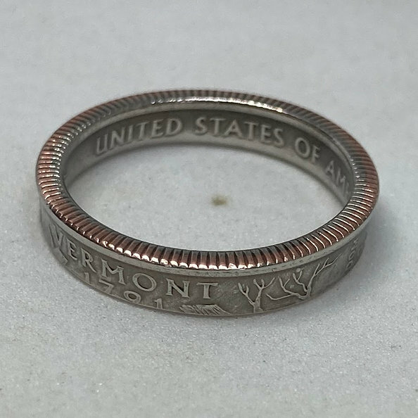State Quarter Ring (Made with actual quarter) Handmade Band