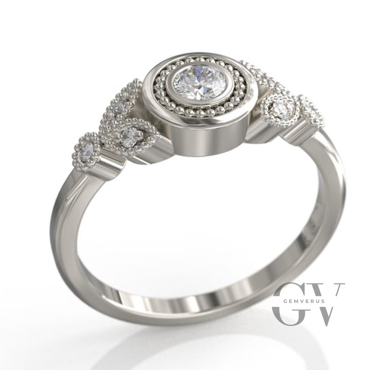 Moissanite Vintage Engagement Ring Solid 14K White Gold 1.60 CT Round Cut VVS1