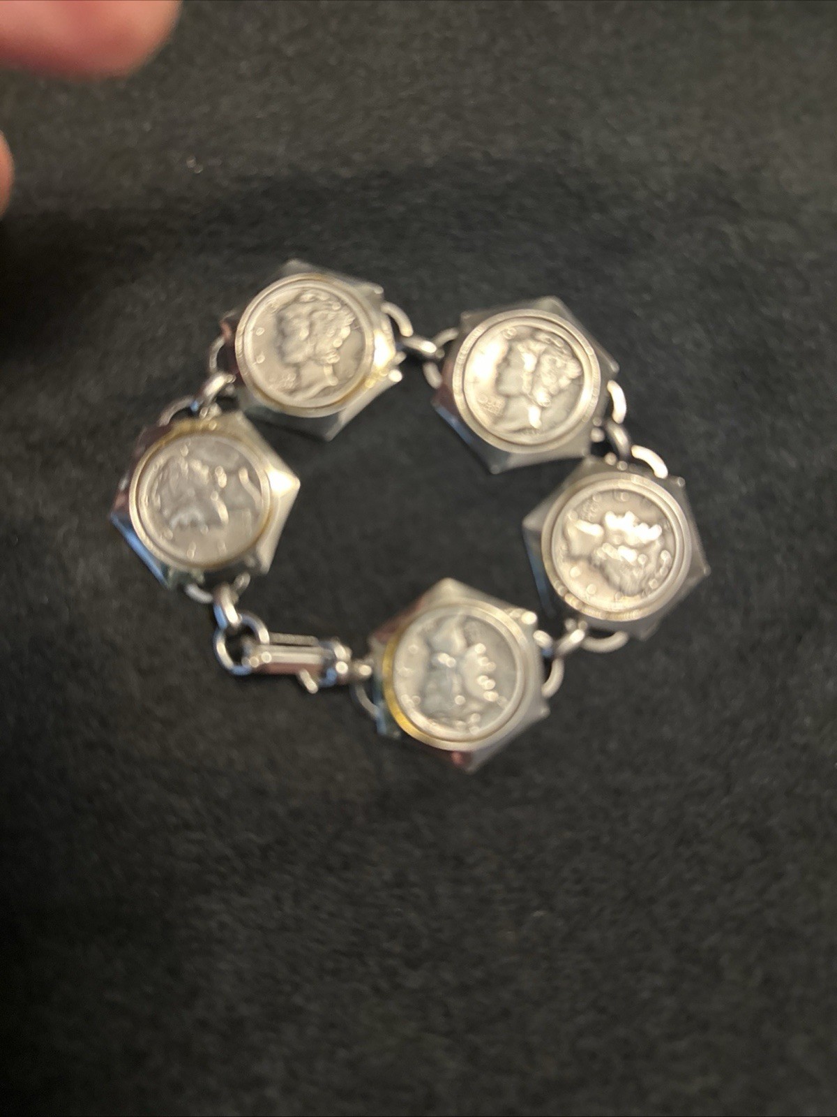 6 1/2 Inch Bracelet Vintage Dimes 1941 to 1945