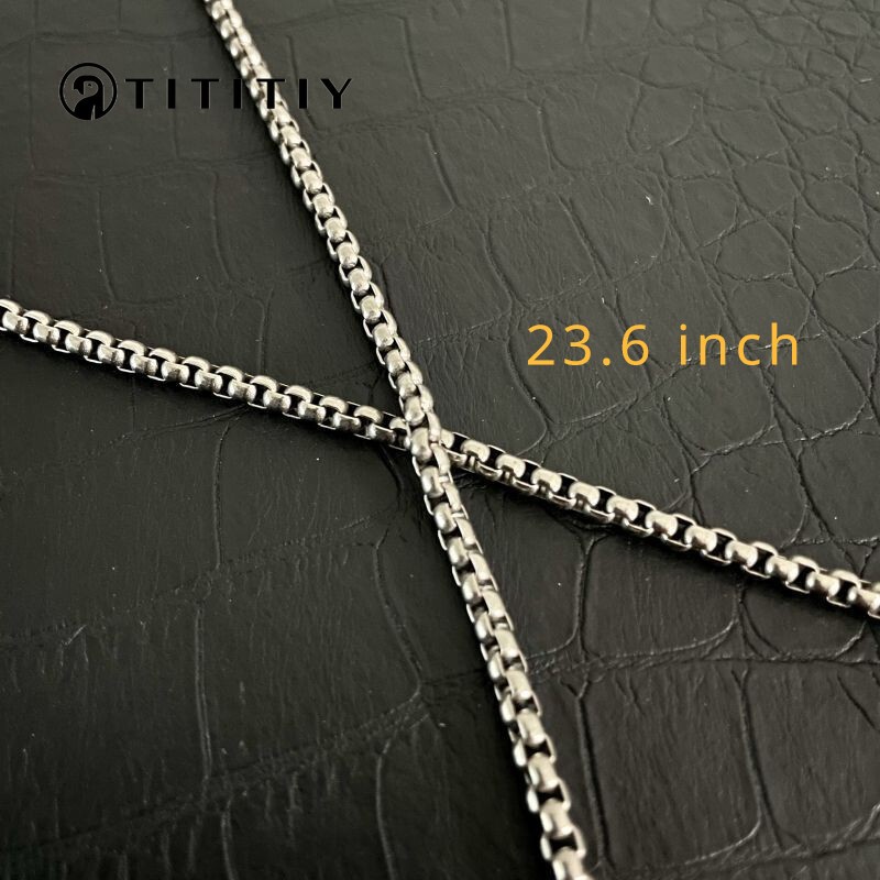 Titanium Necklace Width 3mm Square Box Sub Chain Antiallergic Trend Chain 23.6″