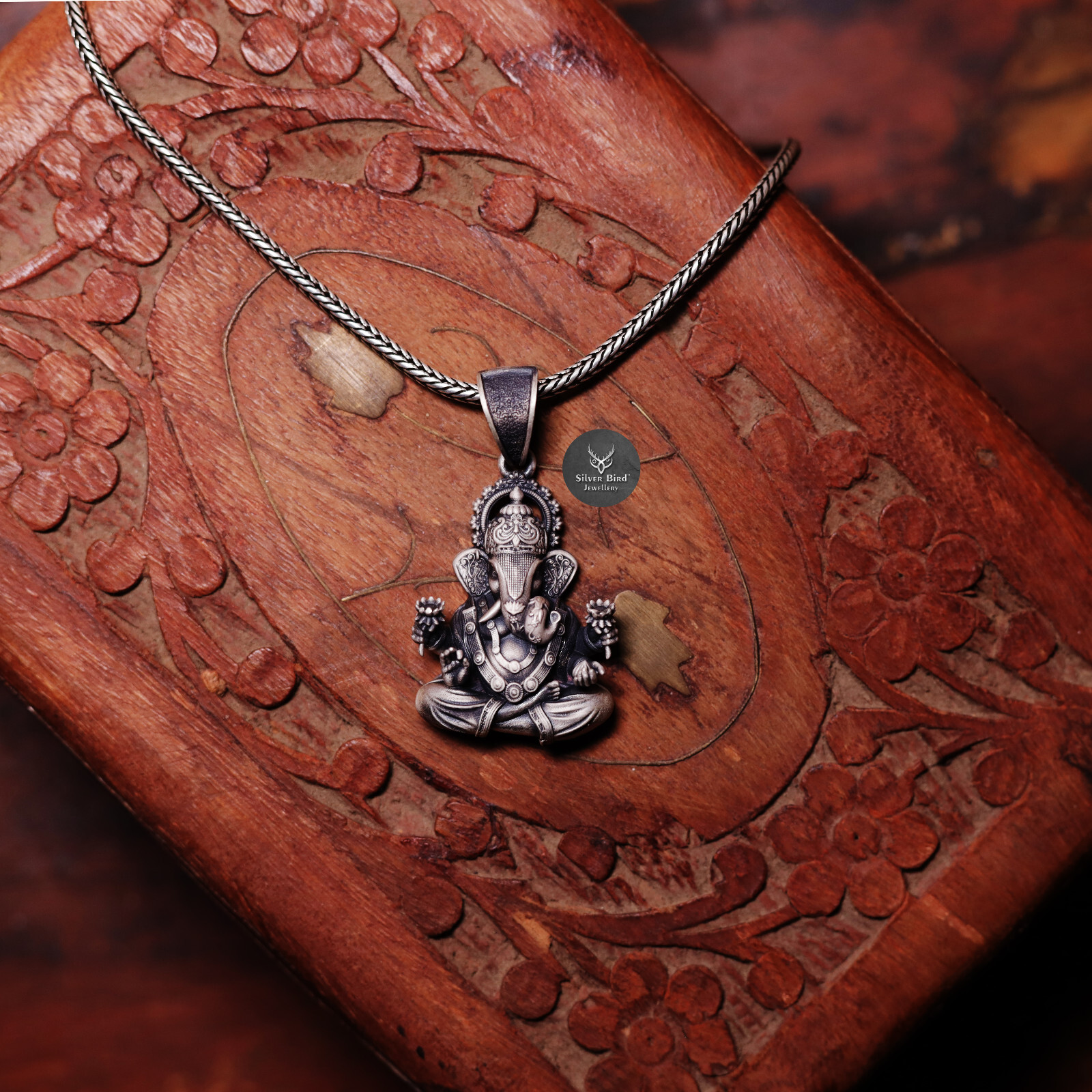 Dagdusheth Ganpati 925 Starling SIlver Pendant religious Jewellery For Gift