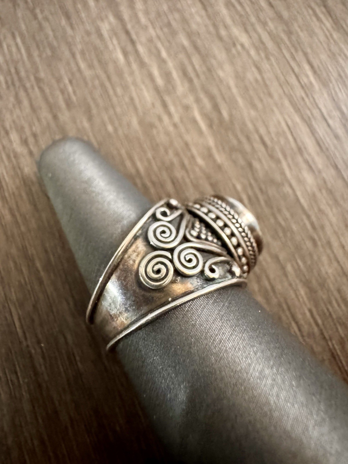 925 Sterling Silver Mystic Topaz Statement Ring Artisan Boho Scroll Size 8