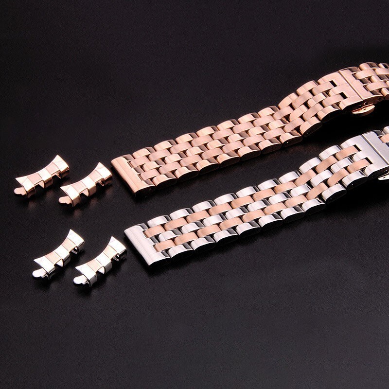 16 18 19 20 21 22 24mm Stainless Steel Flat+Curved End Bracelet Watch Band