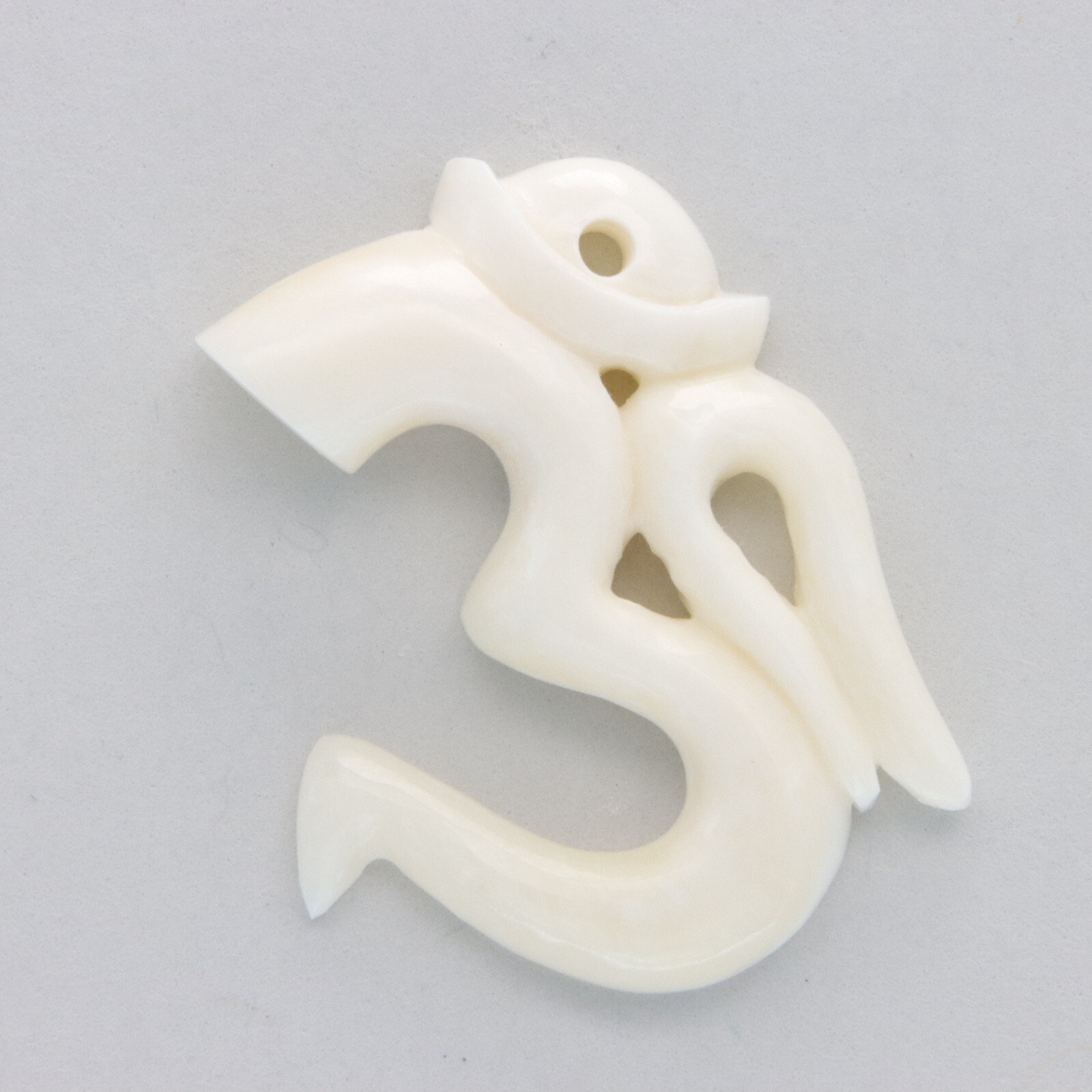 Hand Carved Water Buffalo Bone Om Pendant