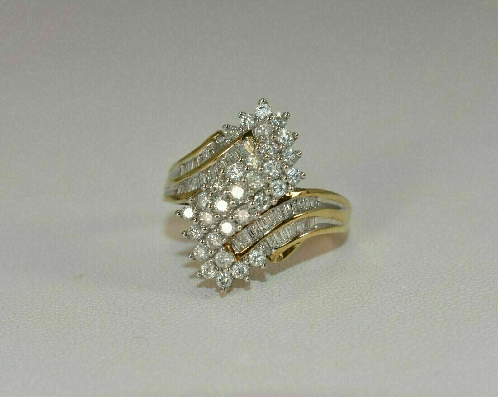2Ct Round Cut Lab-Created Diamond 14k Yellow Gold Plated Cluster Engagement Ring
