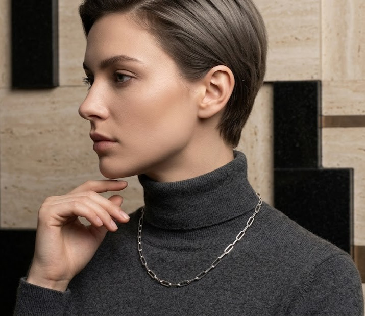 925 Solid Sterling Silver Paperclip Link Chain Necklace 18″-28″ for Women & Men