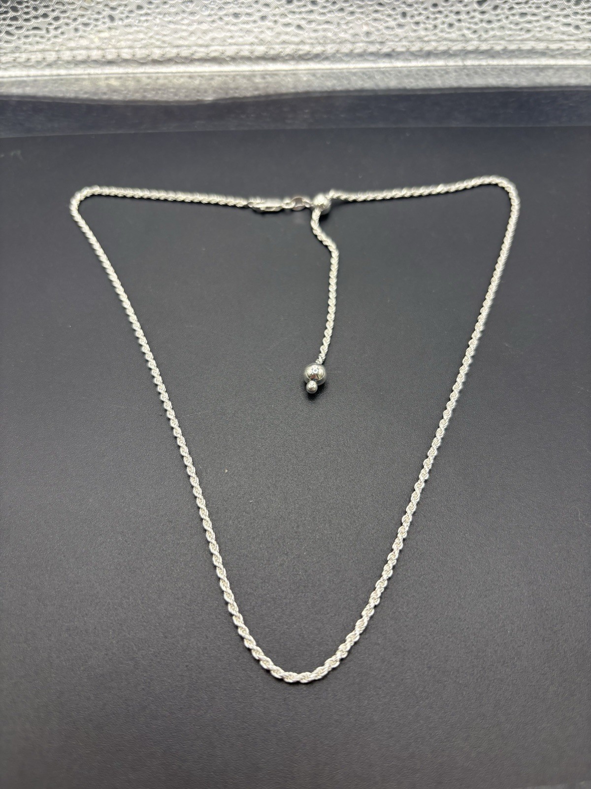 New Condition 20″ Sterling Silver Rope Adjustable Length Chain 7 Grams