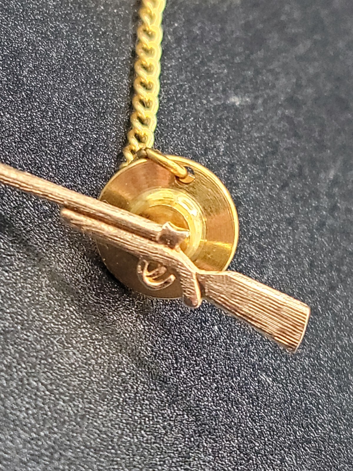 14K Gold Antique Figural Rifle Gun Tie Clip Pin Rare Must See Makers Mark