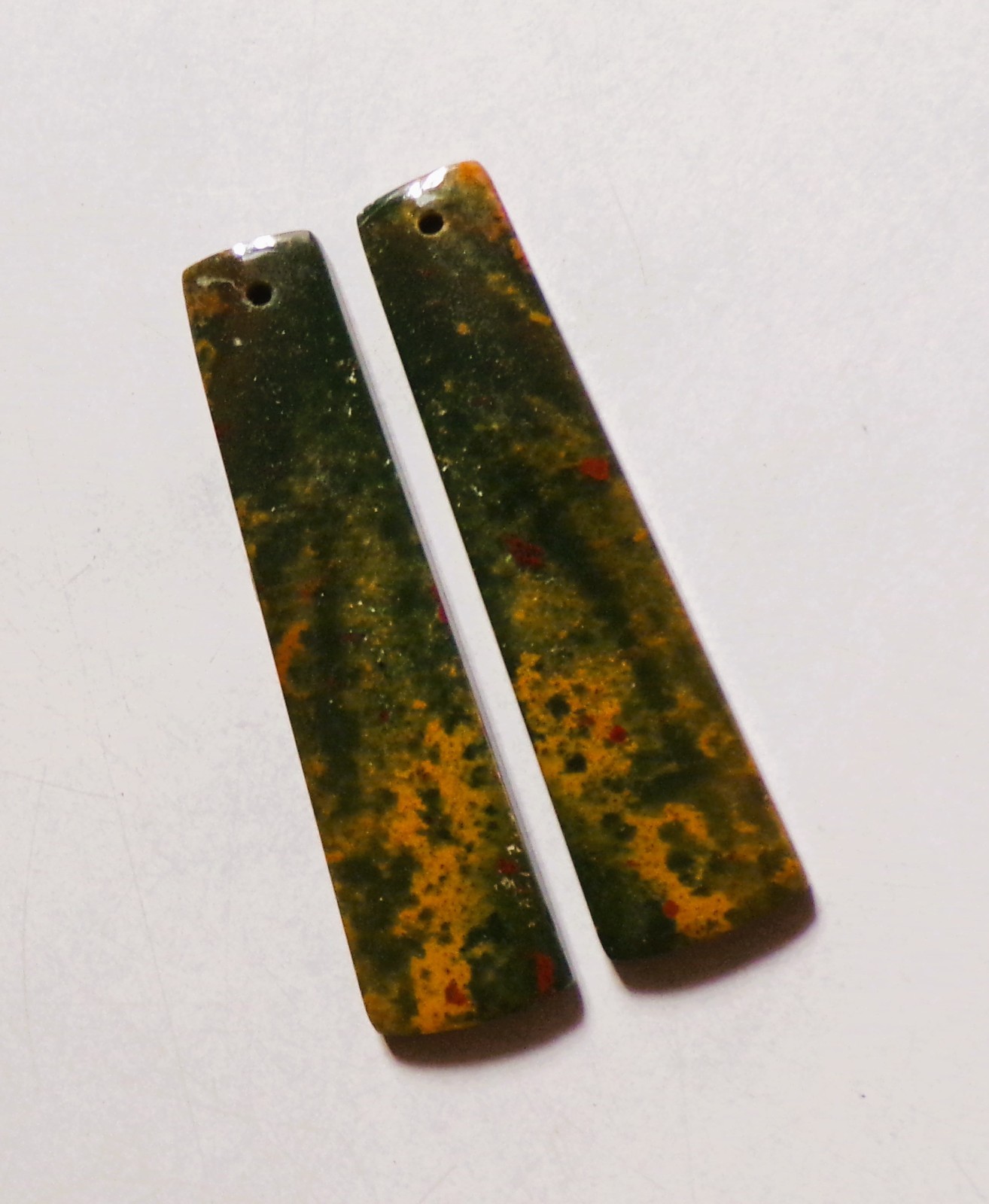 34.15 Cts Natural Blood Stone Drilled Cabochon Match Pair Gemstone 44X11MM 15